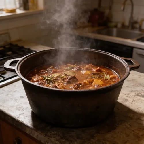 Panela com comida caseira no fogão